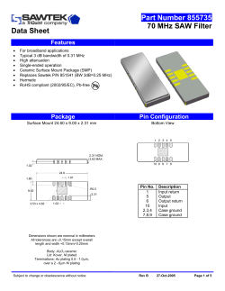 Data Sheet Part Number 855735 70 MHz SAW Filter