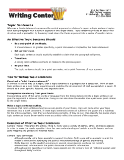 Topic Sentences