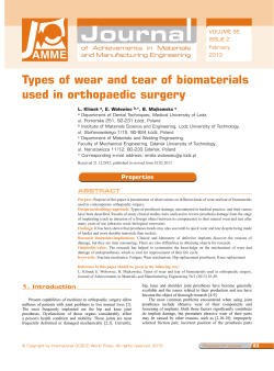 Types of wear and tear of biomaterials used in orthopaedic surgery