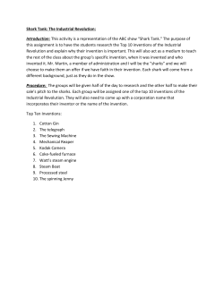Shark Tank: The Industrial Revolution: Introduction: This activity is a