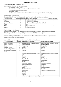 Curriculum - St Paul`s Catholic College