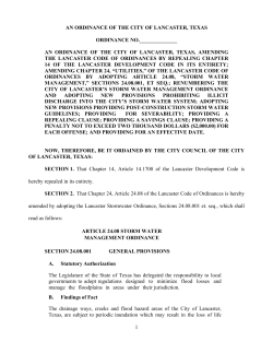 an ordinance of the city of lancaster, texas, amendin