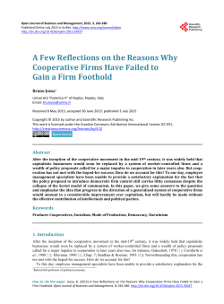 A Few Reflections on the Reasons Why Cooperative Firms Have