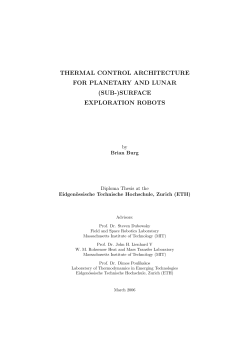 Thermal Control Architecture for Planetary and - ETH E