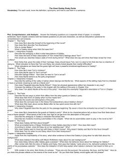 The Great Gatsby Study Guide Vocabulary: For each