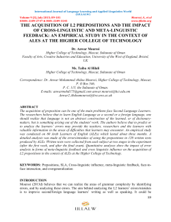THE ACQUISITION OF L2 PREPOSITIONS AND THE IMPACT OF