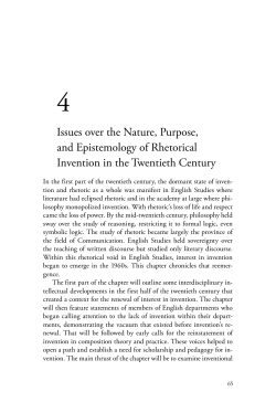 4. Issues Over the Nature, Purpose, and Epistemology of Rhetorical