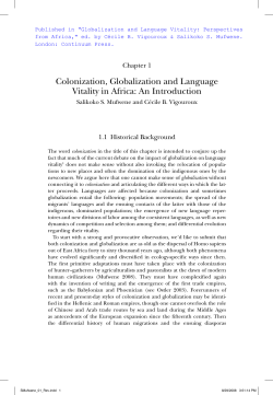 Colonization, Globalization and Language Vitality in Africa: An