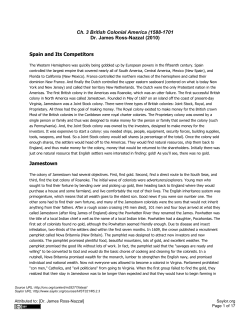 Ch. 3 British Colonial America (1588-1701 Dr. James Ross