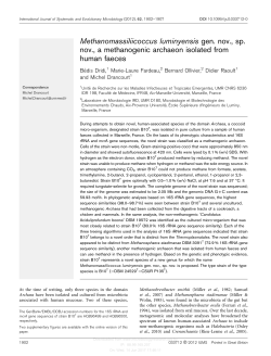 Methanomassiliicoccus luminyensis gen. nov., sp. nov., a