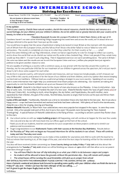 1st July 2016 - Taupo Intermediate