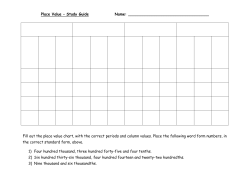 Place Value – Study Guide Name