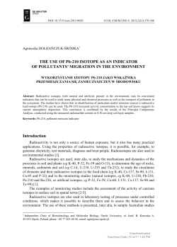 THE USE OF Pb-210 ISOTOPE AS AN INDICATOR OF