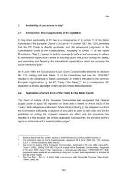 143 2. Availability of procedures in Italy1 2.1 Introduction: Direct