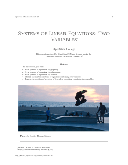 Systems of Linear Equations: Two Variables