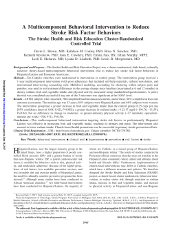 A Multicomponent Behavioral Intervention to Reduce Stroke Risk