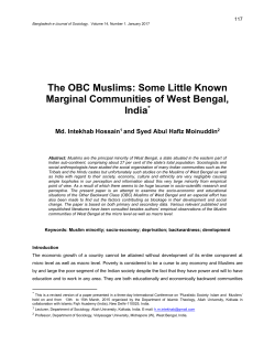 The OBC Muslims: Some Little Known Marginal Communities of