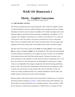 MAR 110 Homework 1 Metric