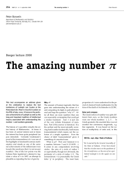 The amazing number &pi;