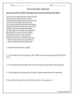 Practice with Poetry&mdash;High School Read &ldquo;Sonnet 138&rdquo; by William