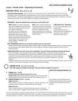 HISD LESSON PLANNING GUIDE Lesson: Periodic Table