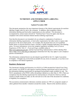 nutrition and information labeling: apple cider