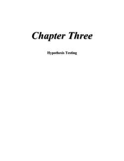Chapter Three - Hypothesis Testing