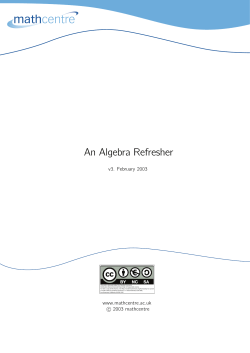 An Algebra Refresher