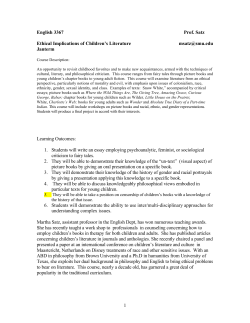 1 English 3367 Prof. Satz Ethical Implications of