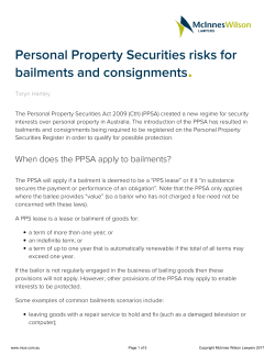 Personal Property Securities risks for bailments and consignments