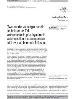 Two-needle vs. single-needle technique for TMJ arthrocentesis plus