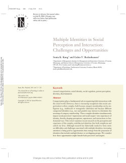 Multiple Identities in Social Perception and Interaction: Challenges