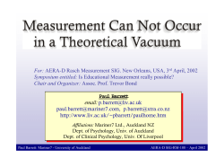 For: AERA-D Rasch Measurement SIG. New Orleans, USA, 3rd April