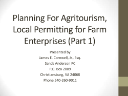 Planning For Agritourism, Local Permitting for Farm Enterprises (Part