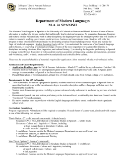 Department of Modern Languages MA in SPANISH