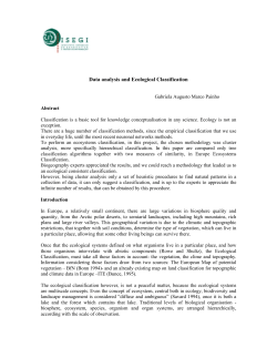 Data analysis and Ecological Classification