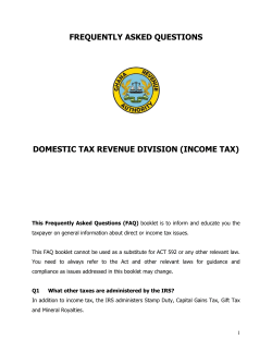 FREQUENTLY ASKED QUESTIONS DOMESTIC TAX REVENUE