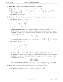 MATH 190&ndash;01 Practice Exam #3 Solutions 1. (10 points) Answer the