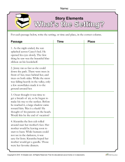 Story Elements: what`s the Setting?