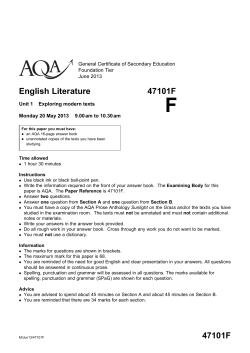 GCSE English Literature Question paper Unit 01 - Exploring