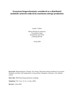 Ecosystem biogeochemistry considered as a distributed metabolic