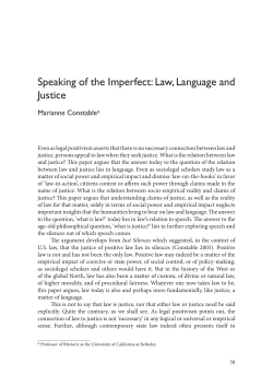 Speaking of the Imperfect: Law, Language and Justice