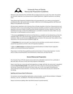 University Press of Florida Manuscript Preparation Guidelines