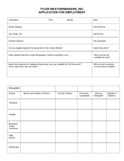 Job Application - Tyler Weathermakers Inc