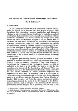 The Process of Constitutional Amendment for Canada