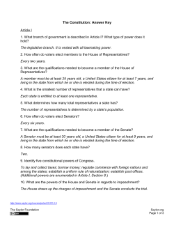 The Constitution: Answer Key Article I 1. What branch of government
