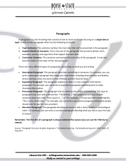 Paragraphs - Boise State Writing Center