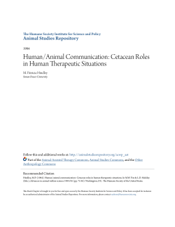 human/animal communication: cetacean roles in human therapeutic