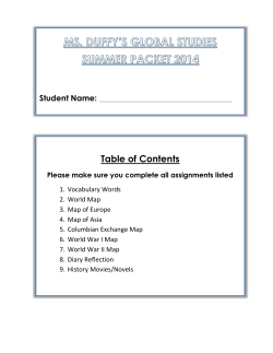 Global History Summer Homework (Ms. Duffy`s periods 2 and 6)