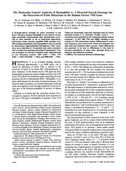 The Molecular Genetic Analysis of Hemophilia A
